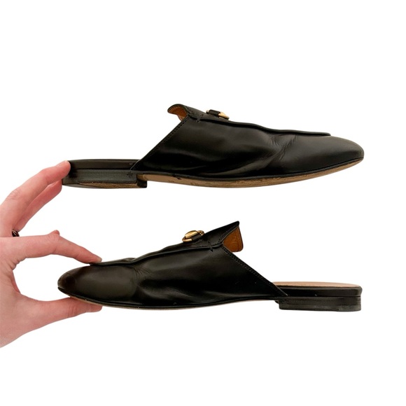 Gucci Princetown Horsebit Loafer Mules Black Leather Buckle Slipper Flats 37.5 - Picture 4 of 11